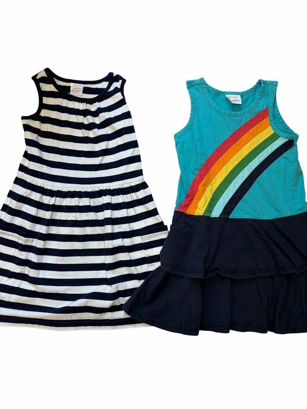 Hanna Andersson Girls Dress Bundle Size 6-7 Rainbow Stripe Cotton Sleeveless